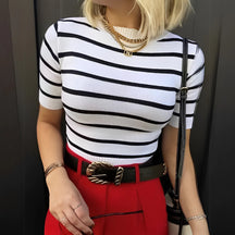 Blusa Modal Listrada Manga Curta