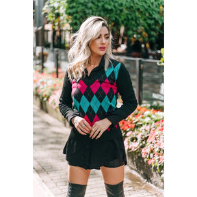 Blusa Gola V Escocesa